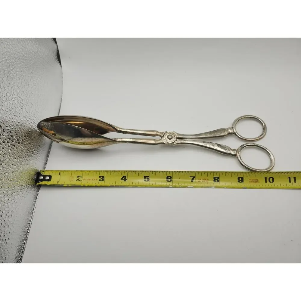 Vintage E.P ZINC Silver Plate Italy Scissor Salad Pastry Bread Serving Tongs 10”